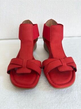 The FLEXX Red Leather Comfort Wedge Sandals 8.5⁠